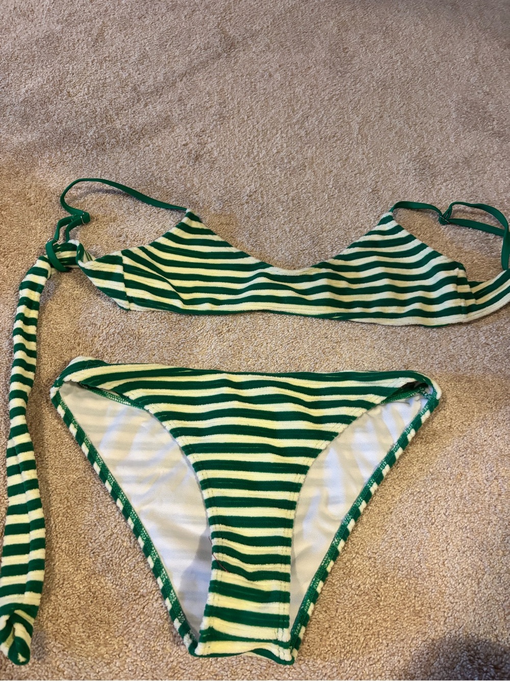 Green and White Striped women’s two -Piece Swim Set